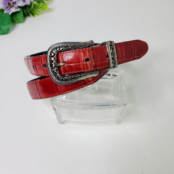 Brighton Interchangeable Red Black Leather Western Vintage Belt - Picture 7 of 11